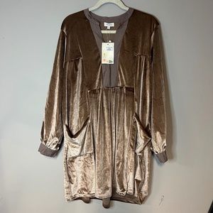 NWT Velzera Brown Velvet Style Tunic Top Dress Holiday Xmas Womens 1X